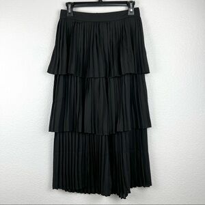 POMELO Wide Leg Pleated and Tiered Palazzo Pants, Black, Size Medium, NWT!